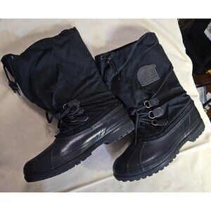 Sorel Vintage Mens Bear Boots Black Heavy-Duty Insulated Winter Snow Boots Rubbe